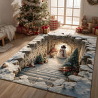 Jolly Snowman area rug in a living room