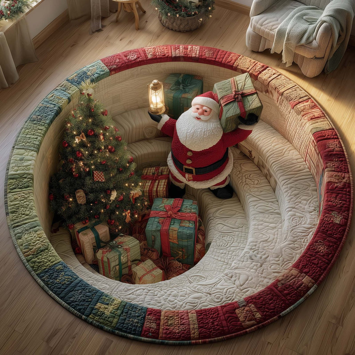 Jolly Surprises Round Mat Rug - washable non-slip printed rug