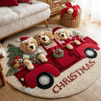 Jolly Tail Round Mat Rug - washable non-slip printed rug