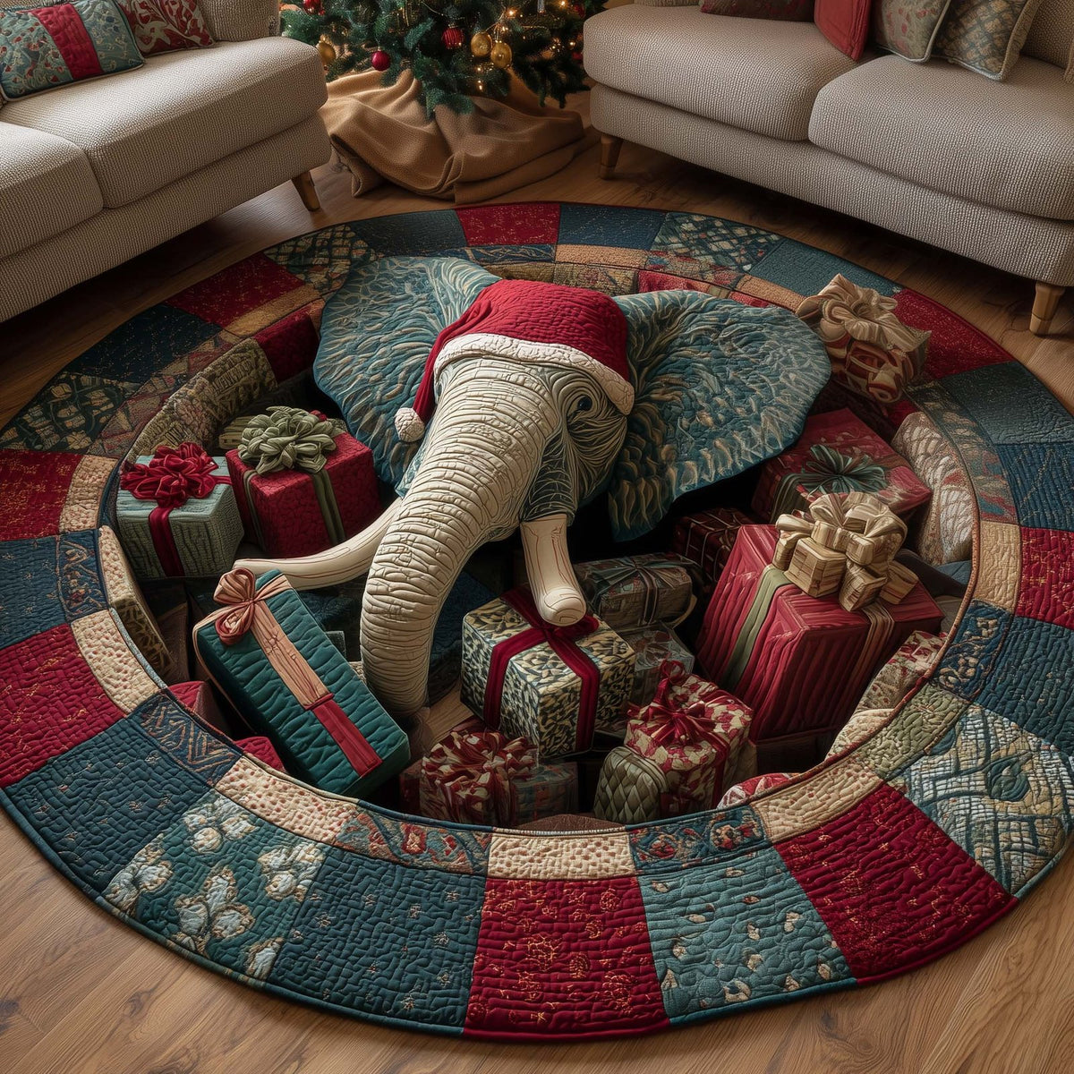 Jolly Tusk Round Mat Rug - Nature Design | Serene Home Decor