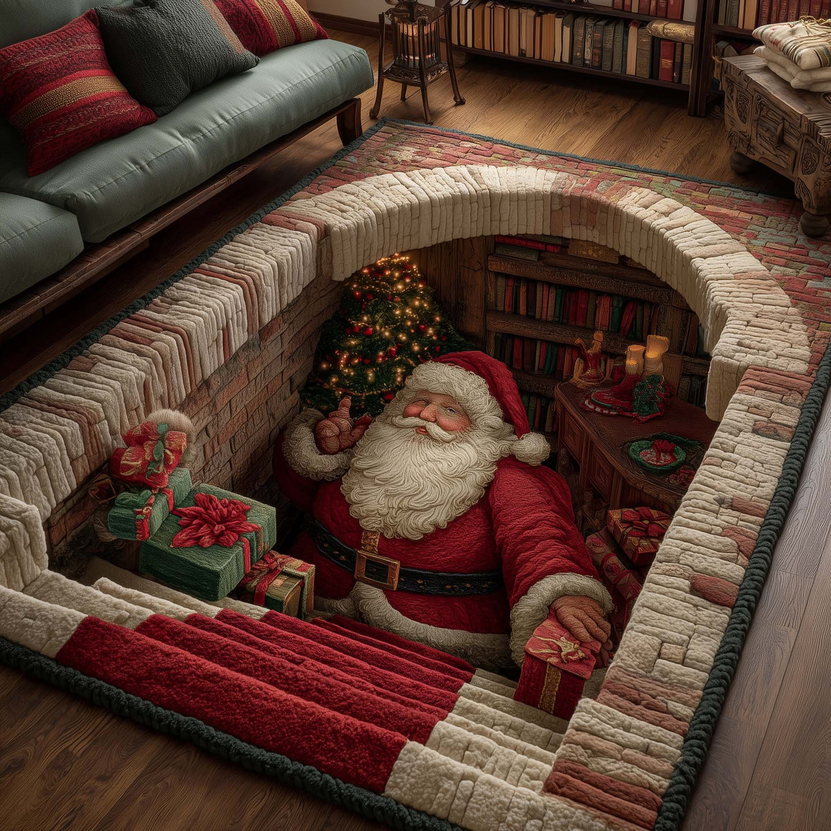 Jolly Workshop area rug in a living room