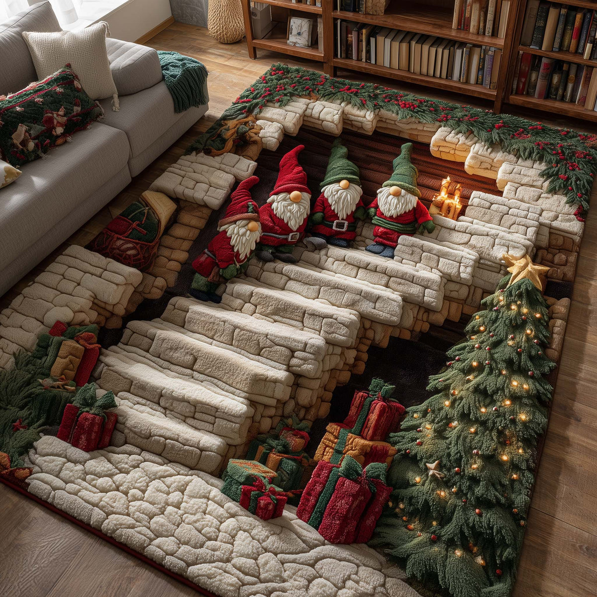 Jolly Workshop area rug in a living room