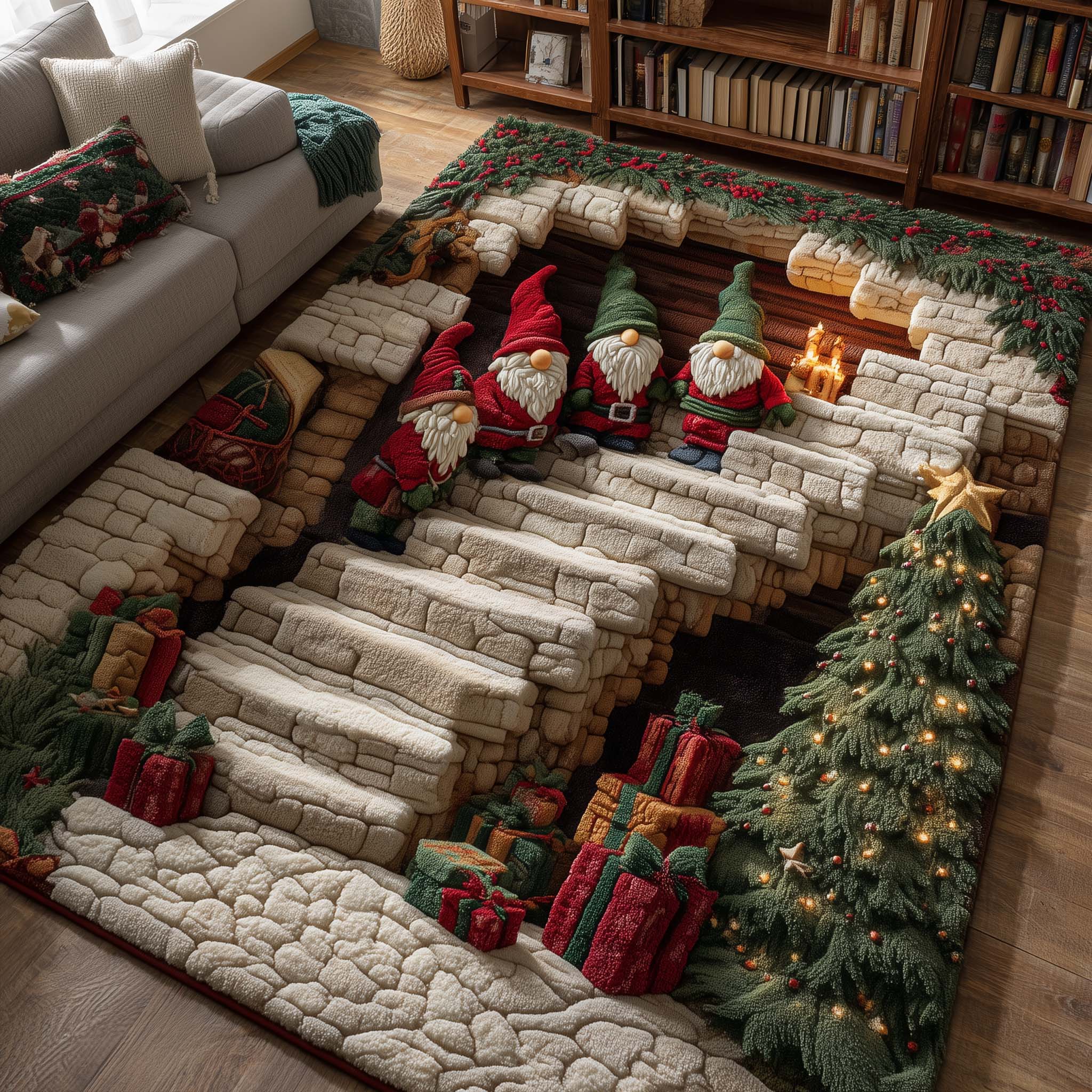 Jolly Workshop area rug in a living room