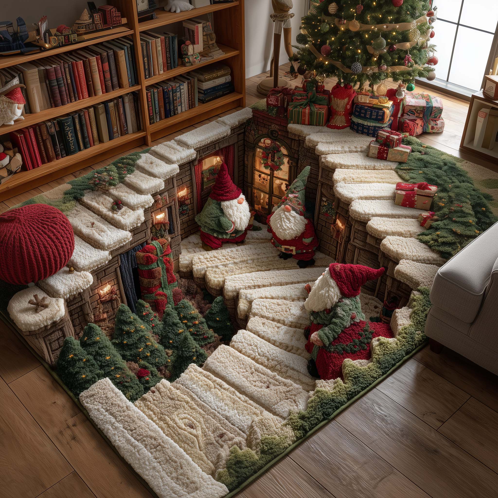 Jolly Workshop area rug in a living room