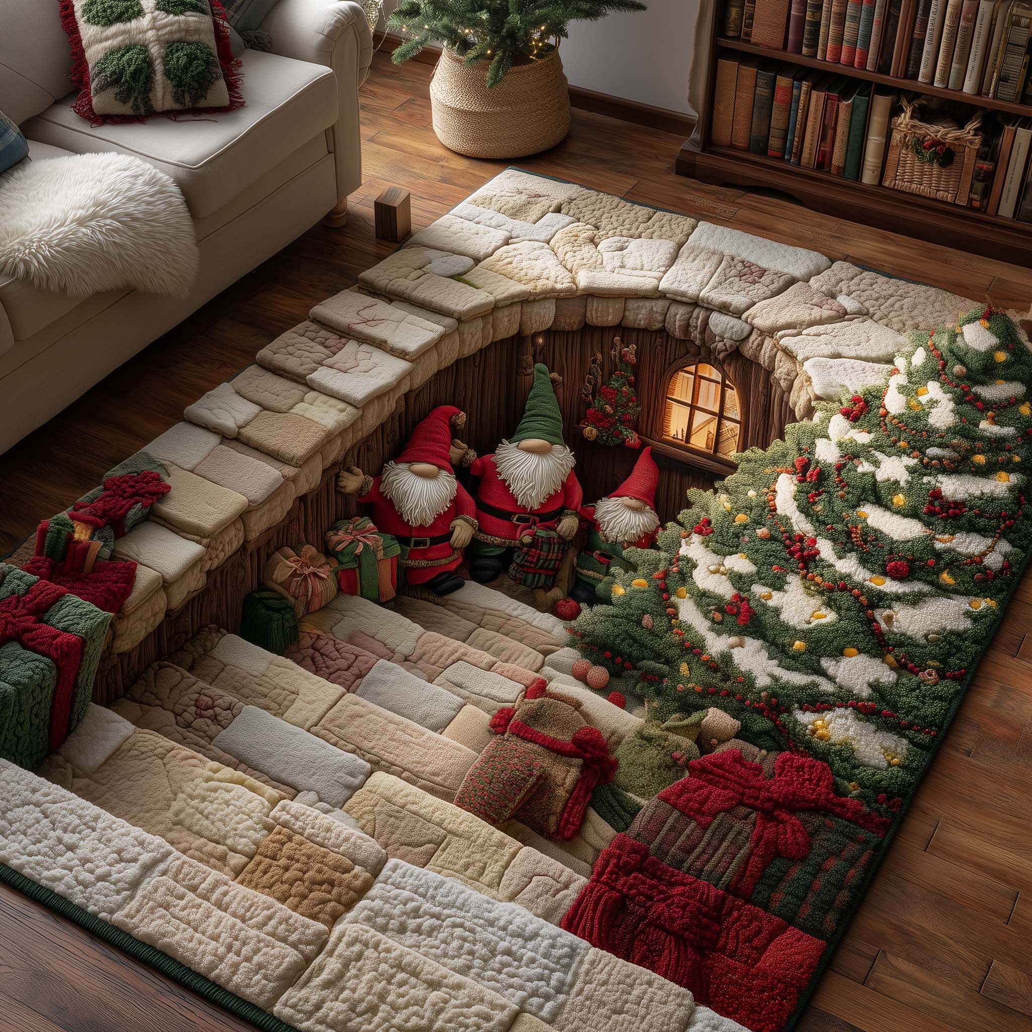 Jolly Workshop area rug in a living room