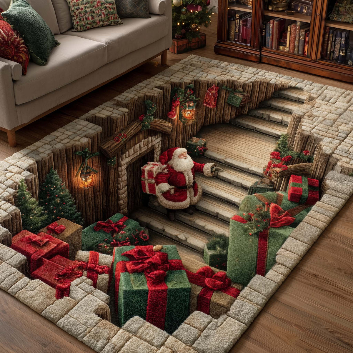 Jolly Workshop area rug in a living room