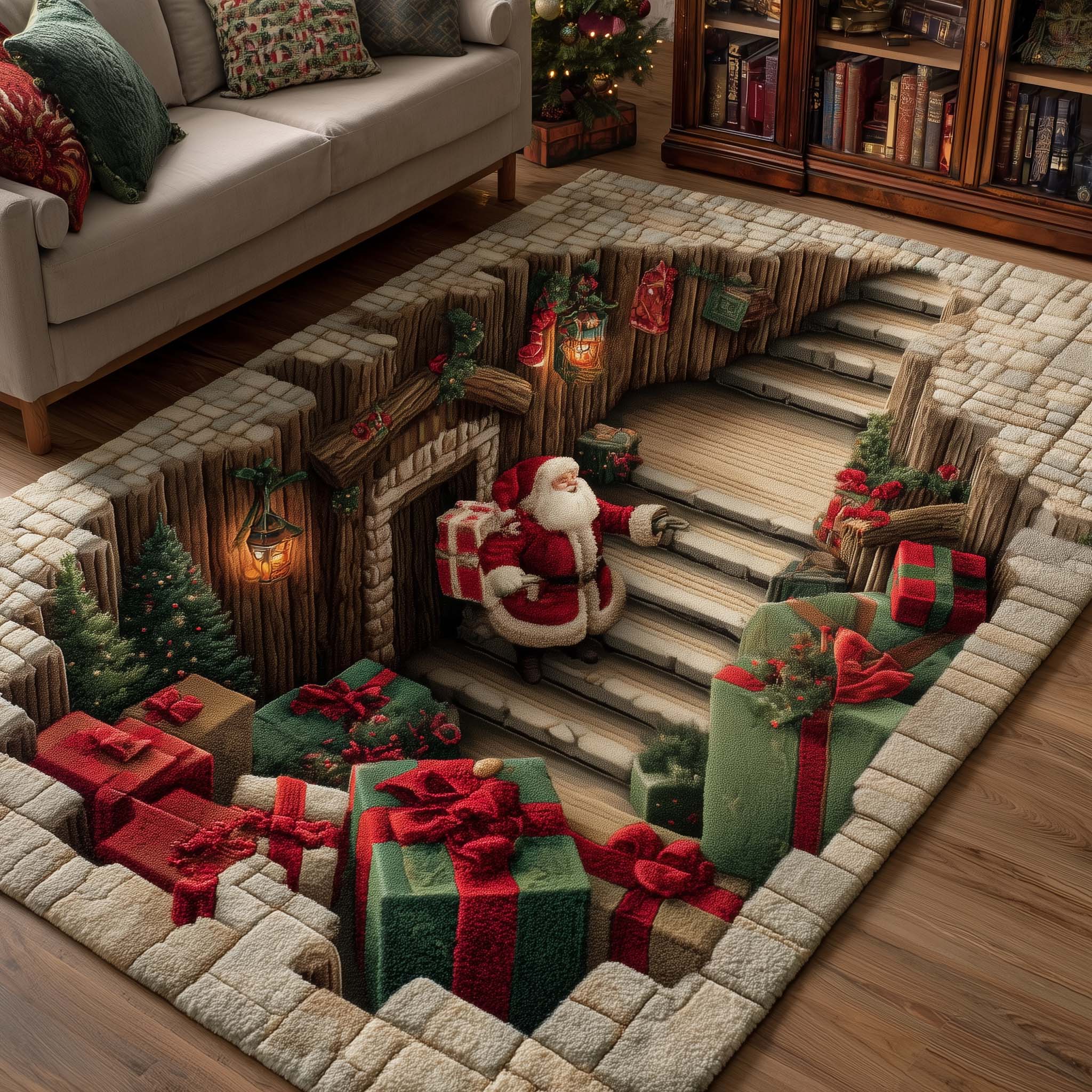 Jolly Workshop area rug in a living room