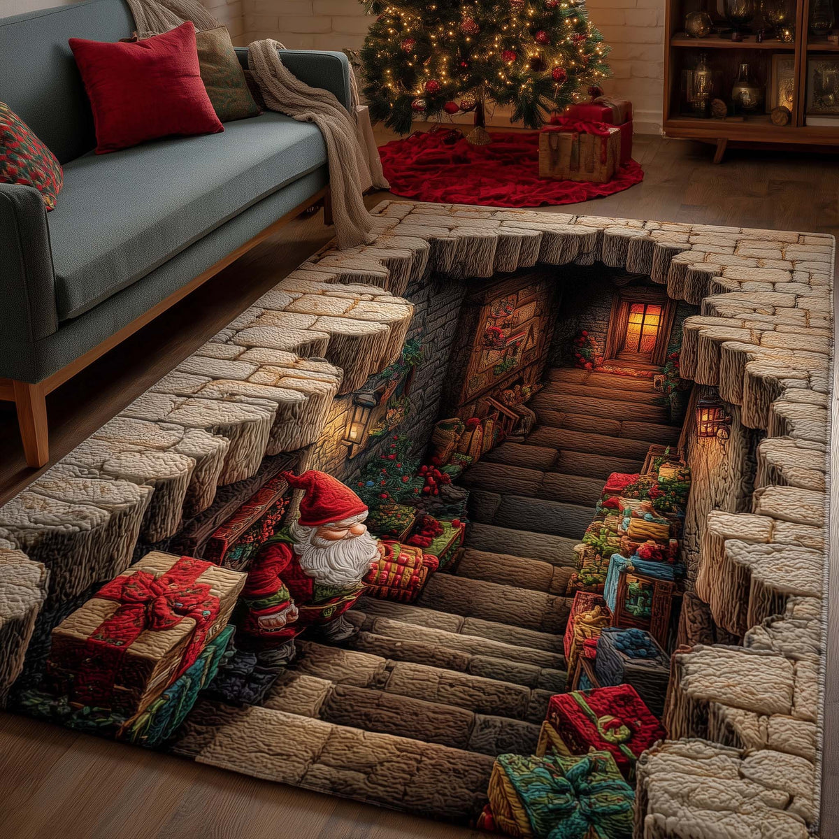 Jolly Workshop area rug in a living room