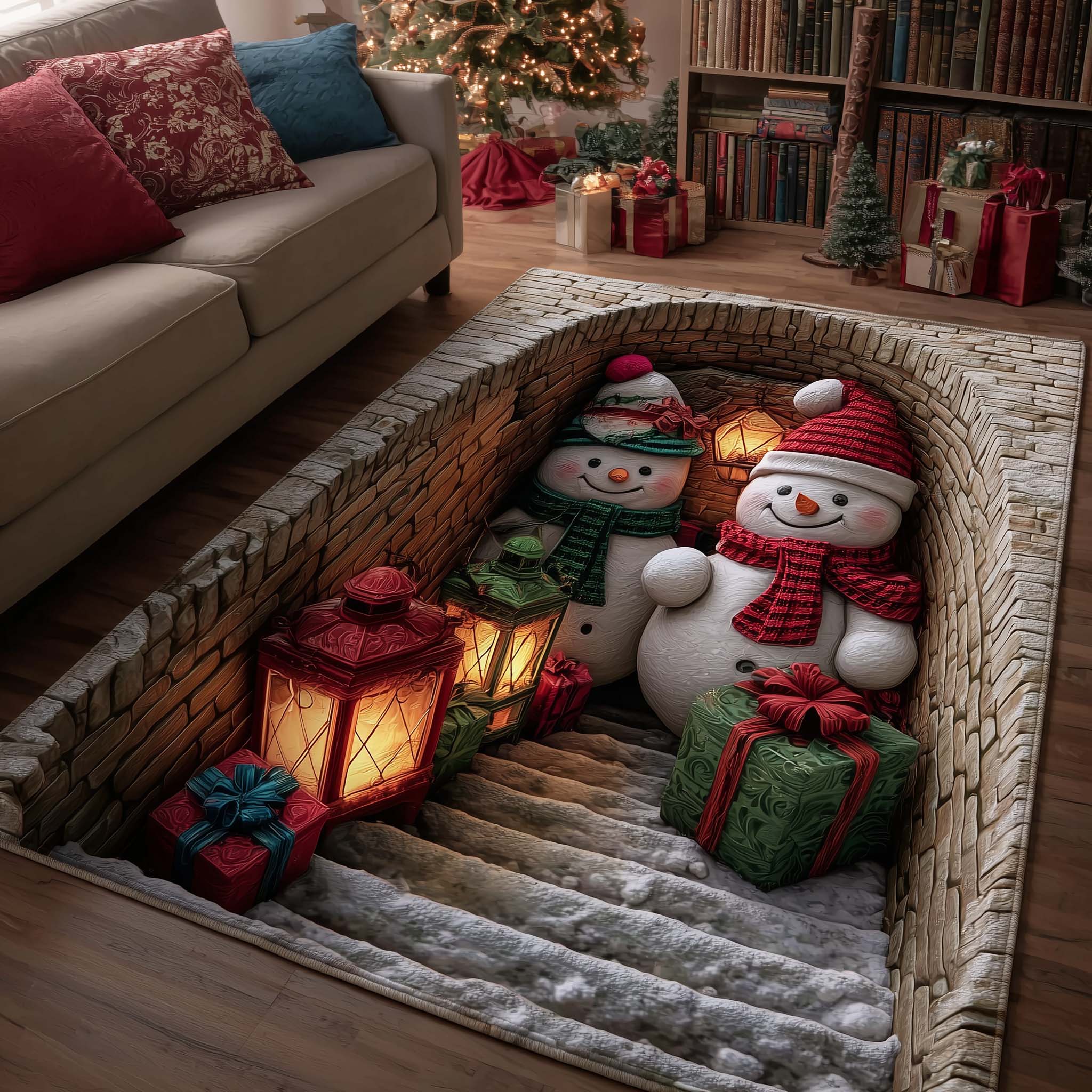 Jolly Workshop area rug in a living room