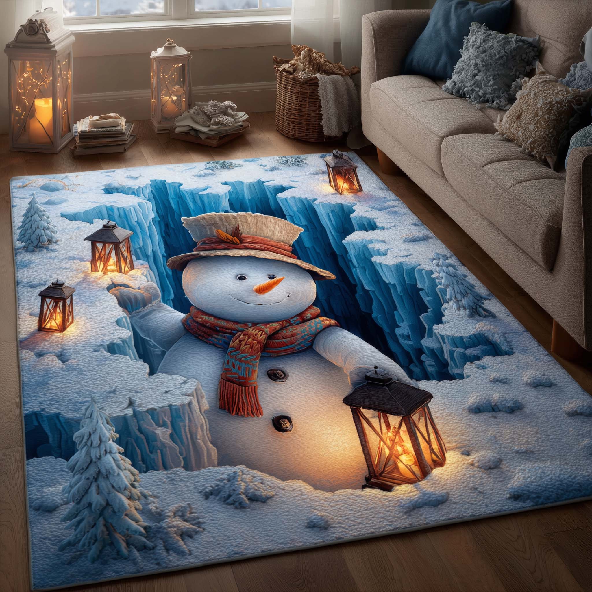 Jolly Workshop area rug in a living room