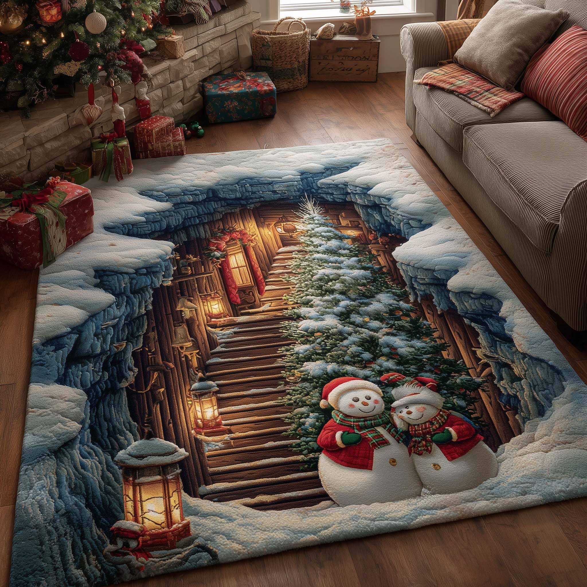 Jolly Workshop area rug in a living room
