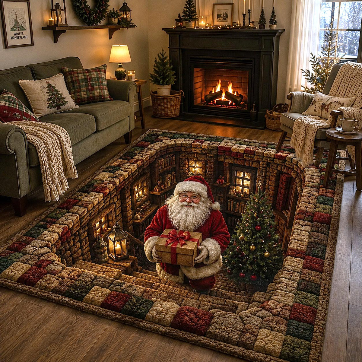 Jolly Workshop area rug in a living room