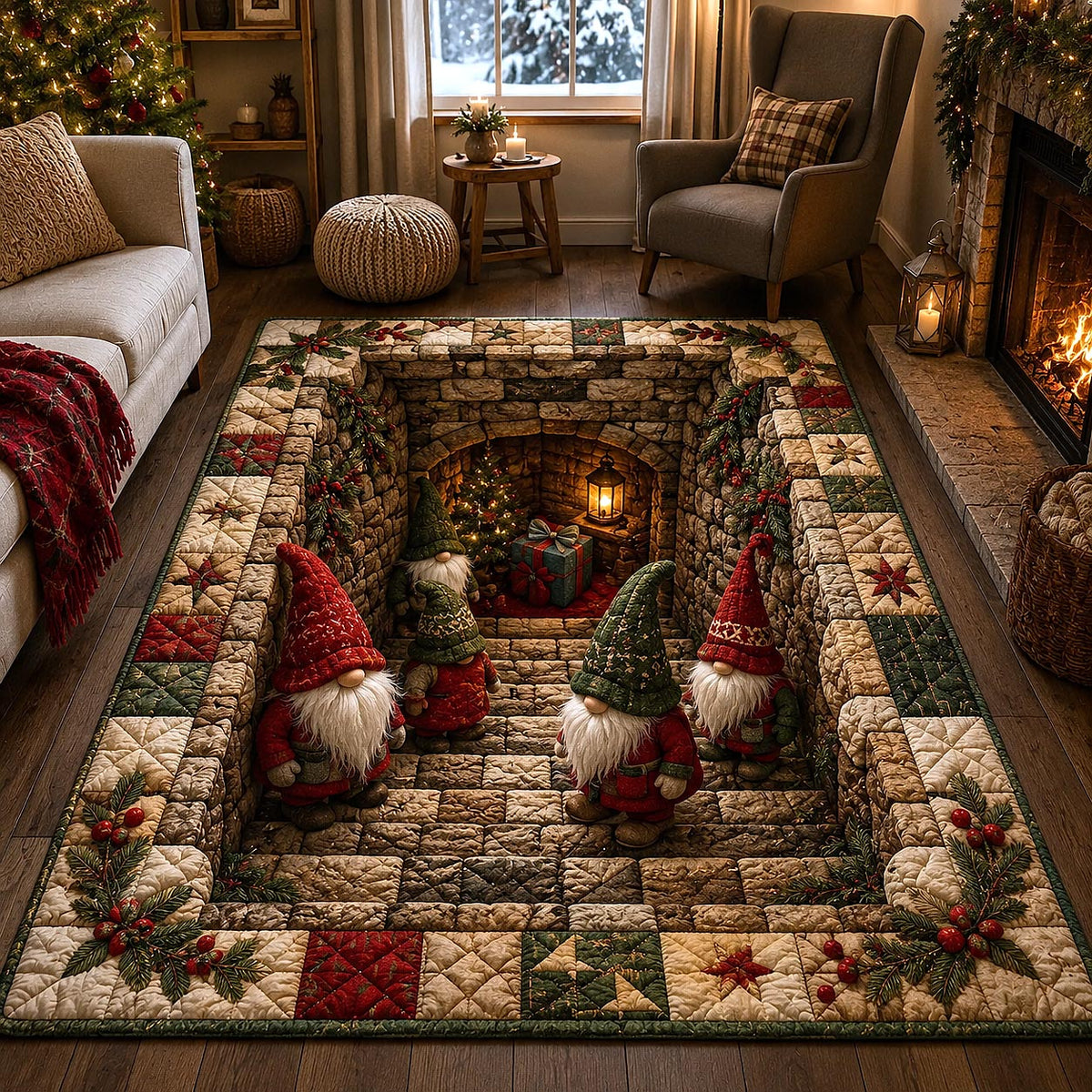 Jolly Workshop area rug in a living room