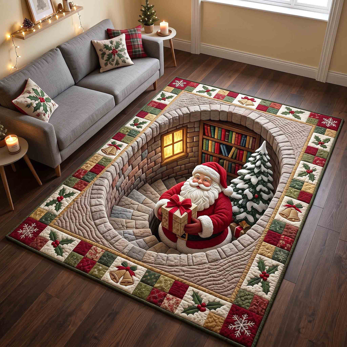 Jolly Workshop area rug in a living room