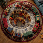 Jolly Workshop (Design 34) Round Mat Rug - washable non-slip printed rug