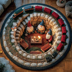 Jolly Workshop (Design 54) Round Mat Rug - washable non-slip printed rug