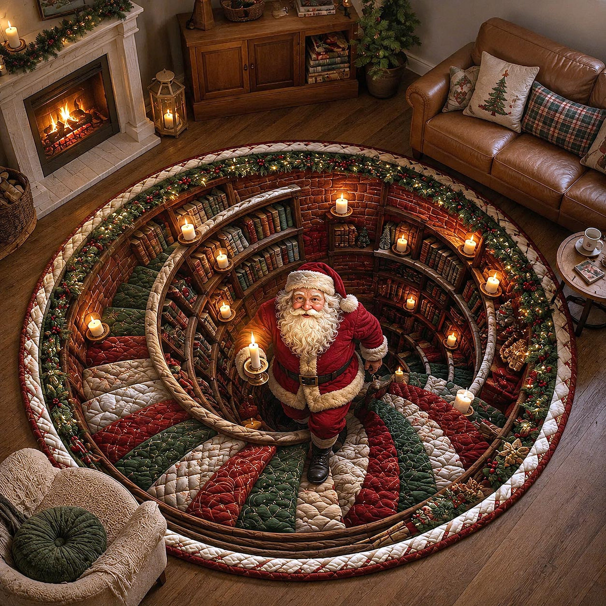 Jolly Workshop Round Mat Rug - Nature Design | Serene Home Decor - washable non-slip printed rug