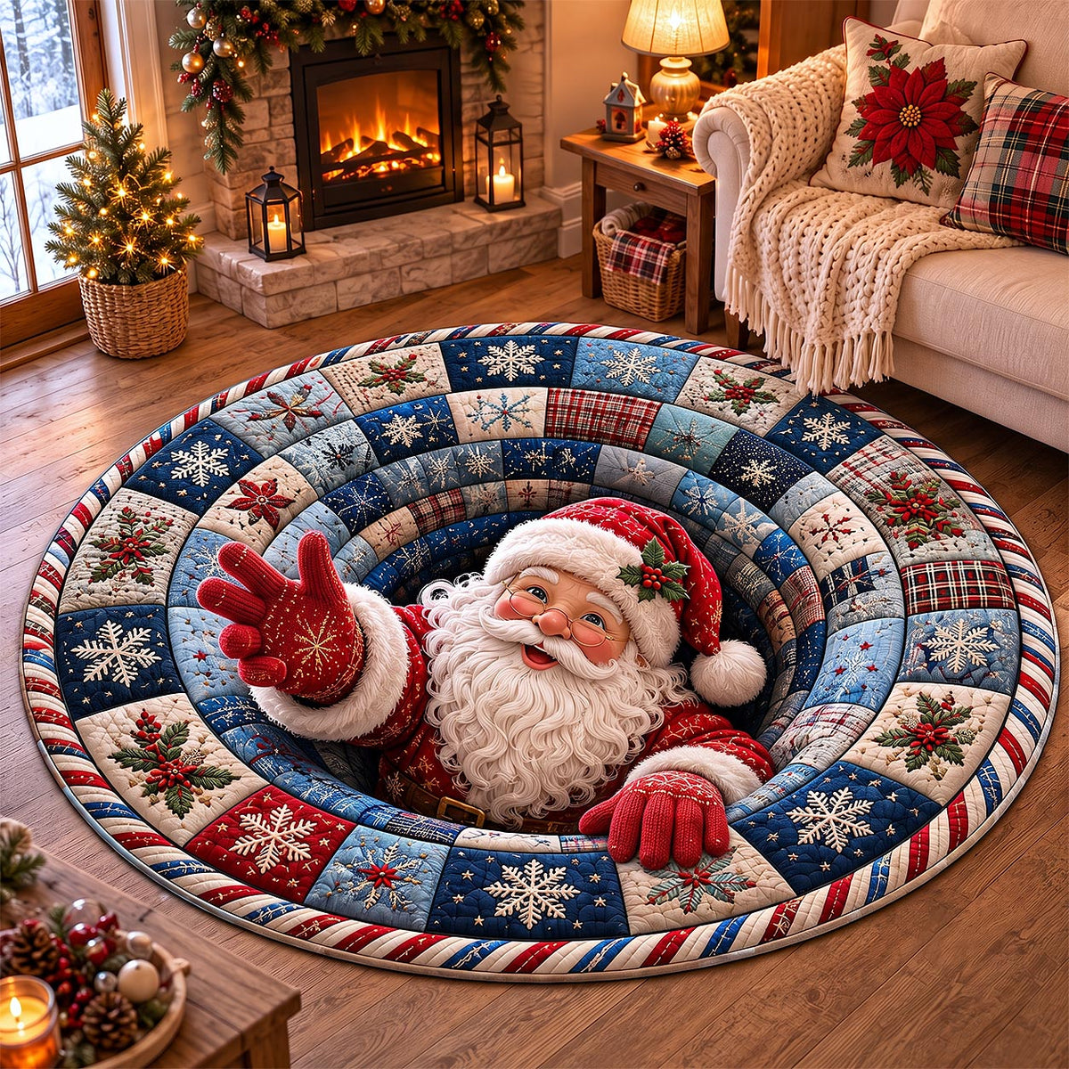 Jolly Workshop Round Mat Rug - Nature Design | Nature Circle Rug - washable non-slip printed rug