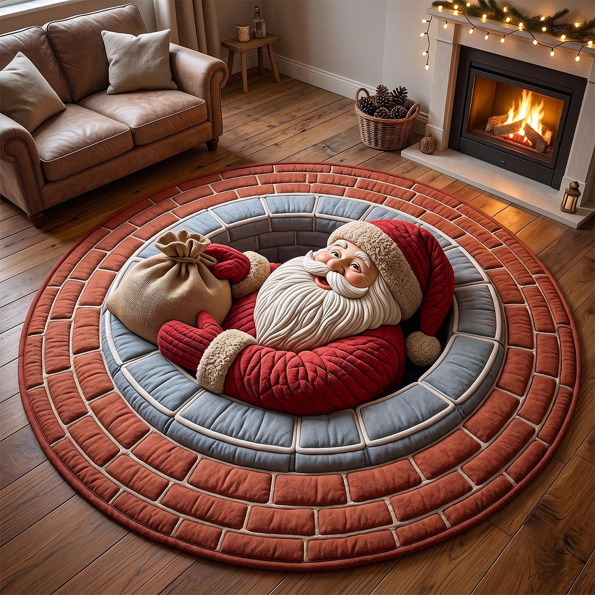 Jolly Workshop Round Mat Rug - Nature Design | Nature Round Carpet - washable non-slip printed rug