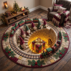 Jolly Workshop Round Mat Rug - Nature Design | Nature Washable Round Rug - washable non-slip printed rug