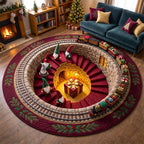 Jolly Workshop Round Mat Rug - Nature Design | Nature Non-Slip Round Rug - washable non-slip printed rug