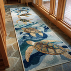 Journey of the Turtle Runner Carpet Runner Rug - Cute Pet Design | Animal Printed Runner Rug