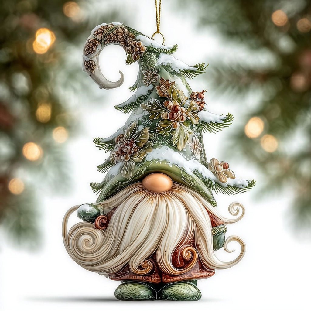Woodland Curl Hat Gnome Christmas Ornament