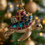 Jeweled Turtle Gift Carrier Christmas Ornament