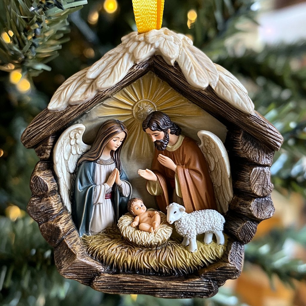 Golden Cardinal Christmas Ornament