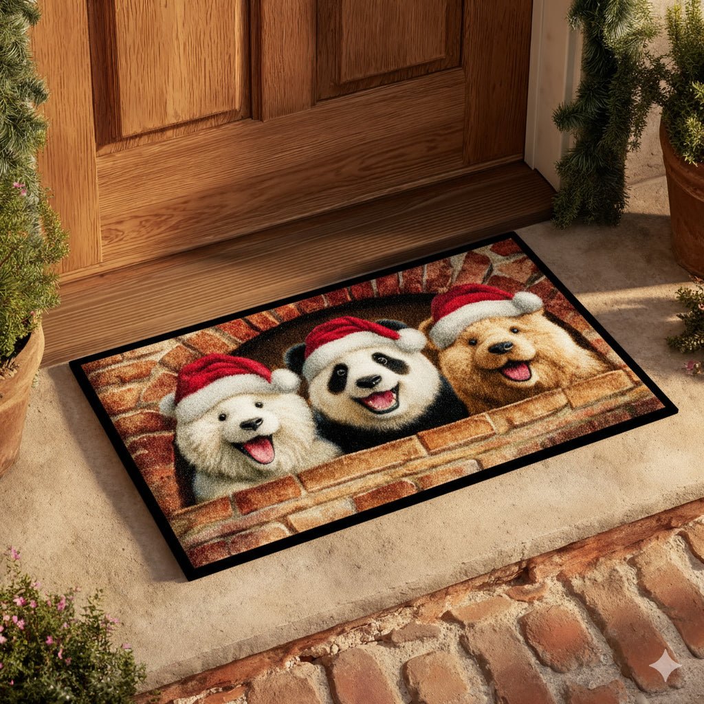 Joyful Bear Trio Doormat - Cute Animal Design | Printed Welcome Doormat