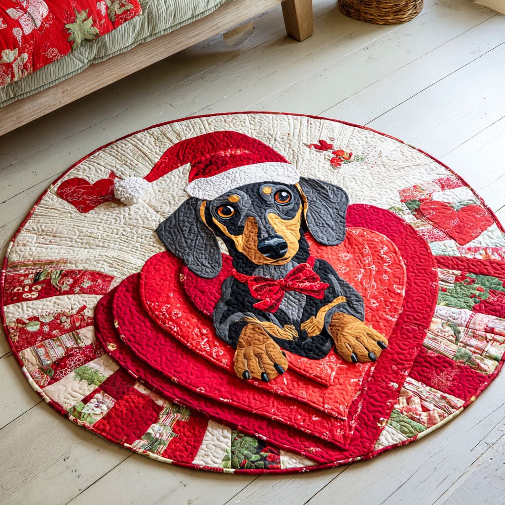 Joyful Bloom Pup Round Mat Rug - washable non-slip printed rug