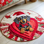 Joyful Bloom Pup Round Mat Rug - washable non-slip printed rug