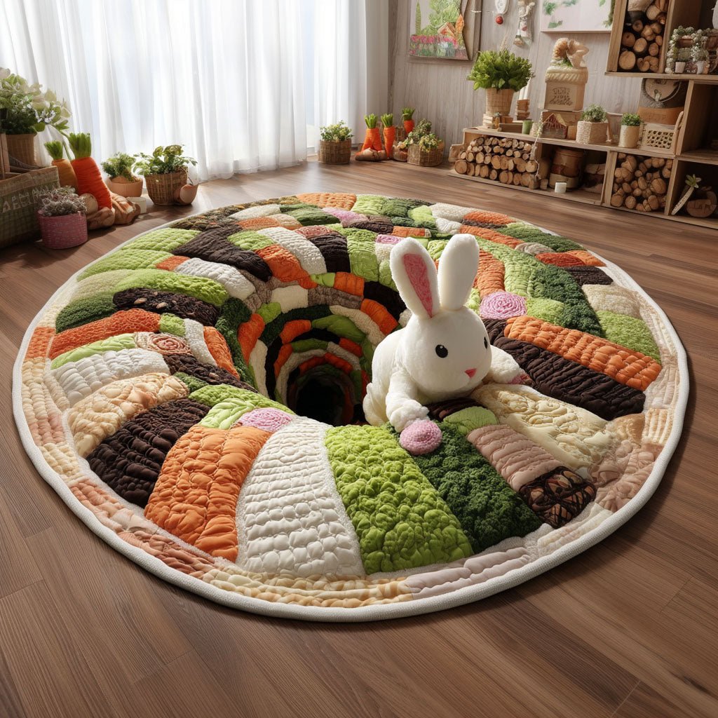Joyful Bunny Wonderland Round Mat Rug - washable non-slip printed rug