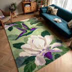 Joyful Hummingbird area rug in a living room