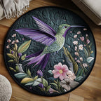 Joyful Hummingbird Kiss Round Mat Rug - washable non-slip printed rug