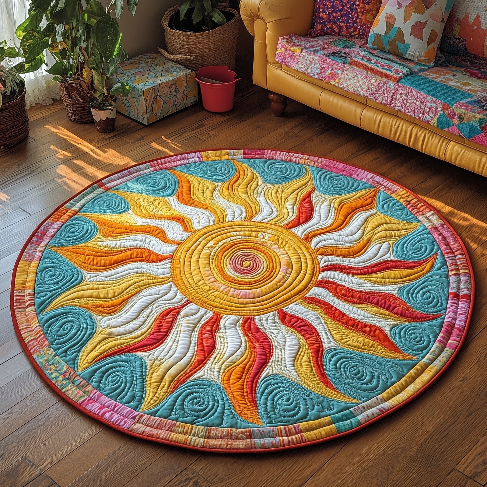 Joyful Spiral Round Mat Rug - Nature Design | Serene Home Decor