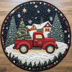 Joyful Tidings Round Mat Rug - washable non-slip printed rug