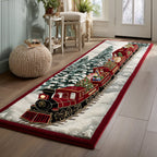 Jubilee Christmas Train Runner Carpet Runner Rug - Cute Pet Design | Animal Printed Runner Rug