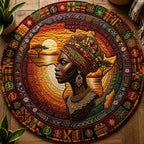 Juneteenth Black Queen Round Mat Rug - washable non-slip printed rug