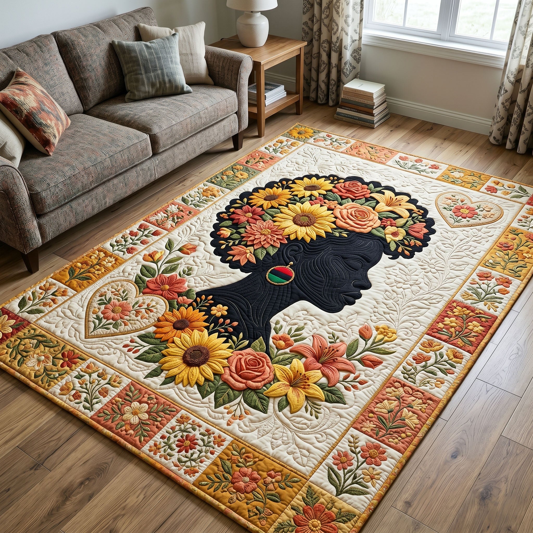 Juneteenth Legacy area rug in a living room