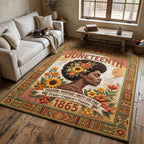 Juneteenth Legacy area rug in a living room