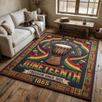 Juneteenth Legacy area rug in a living room