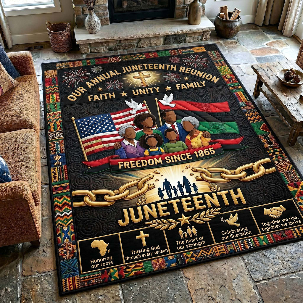 Juneteenth Legacy area rug in a living room