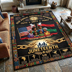 Juneteenth Legacy area rug in a living room