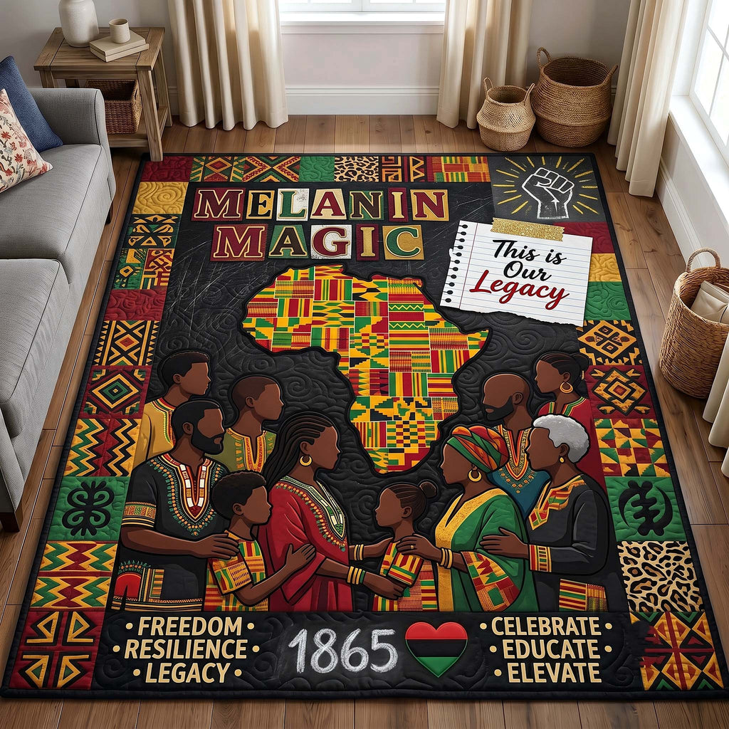 Juneteenth Legacy area rug in a living room