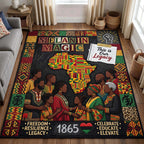 Juneteenth Legacy area rug in a living room