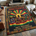 Juneteenth Legacy area rug in a living room
