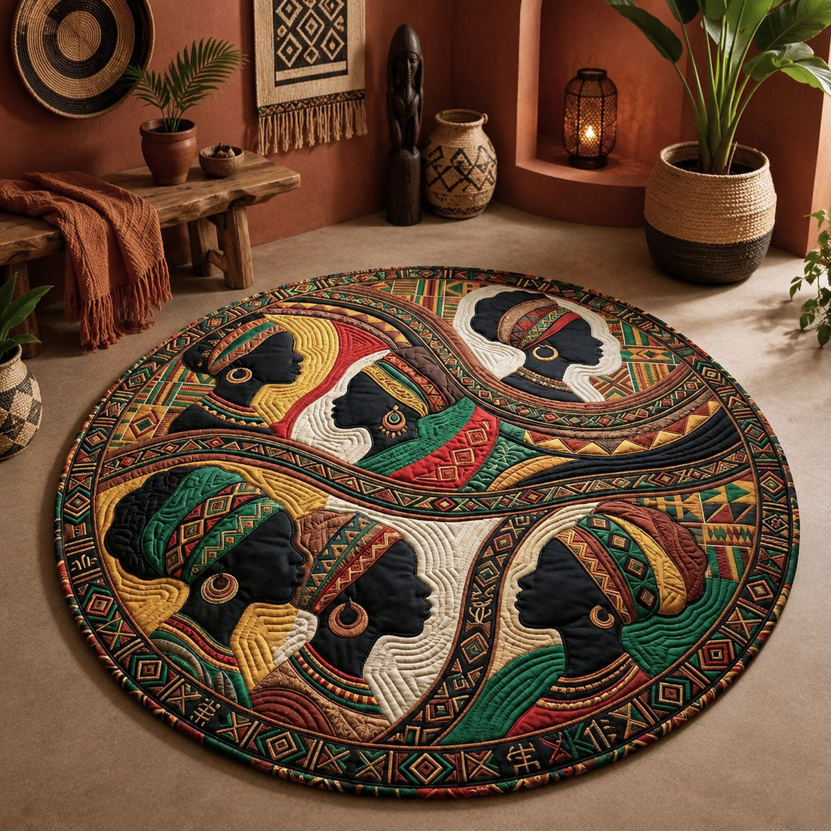 Juneteenth Queens Round Mat Rug - washable non-slip printed rug