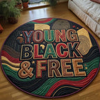 Juneteenth Round Mat Rug - washable non-slip printed rug