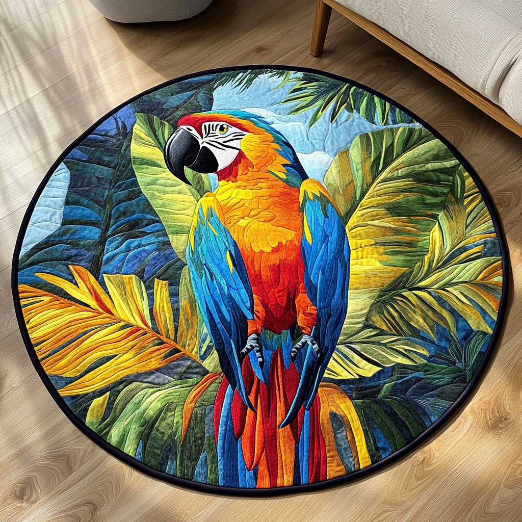 Jungle Echo Round Mat Rug - washable non-slip printed rug